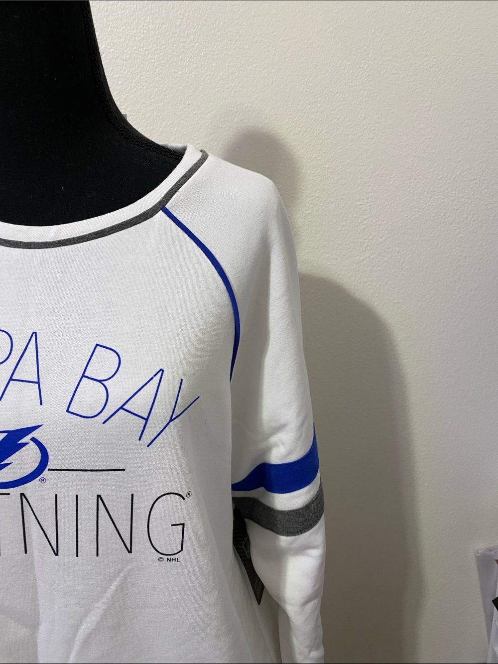 NHL White, Blue & Gray Raglan Sleeve Women's Pullover